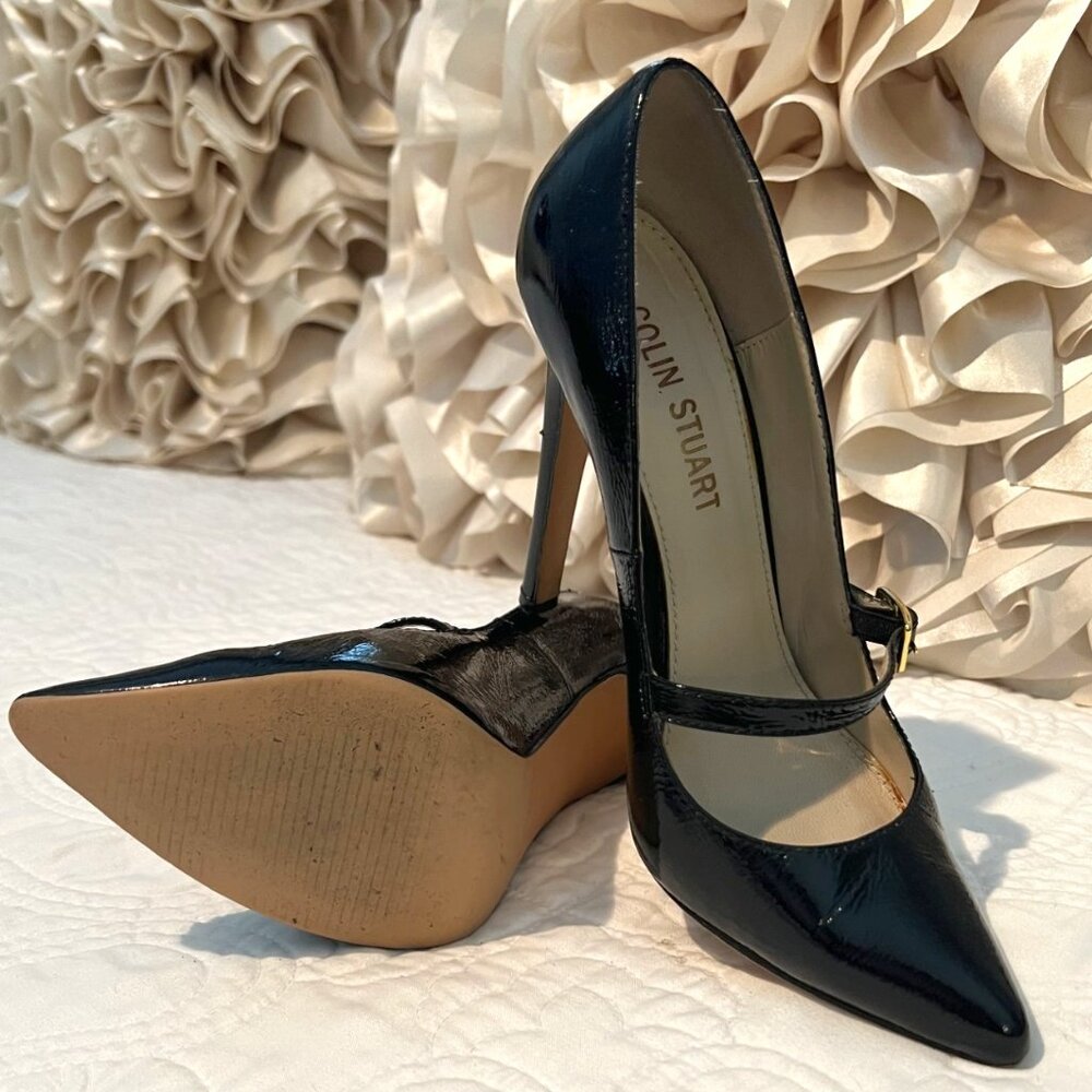 COLIN STUART Black, Patent Stiletto Mary Janes
